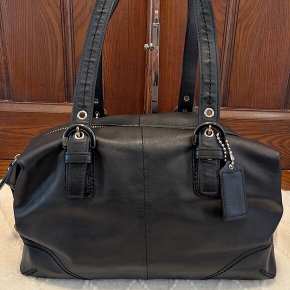 Coach Soho Black Two Way Leather Satchel F172202 - Picture 1 of 15